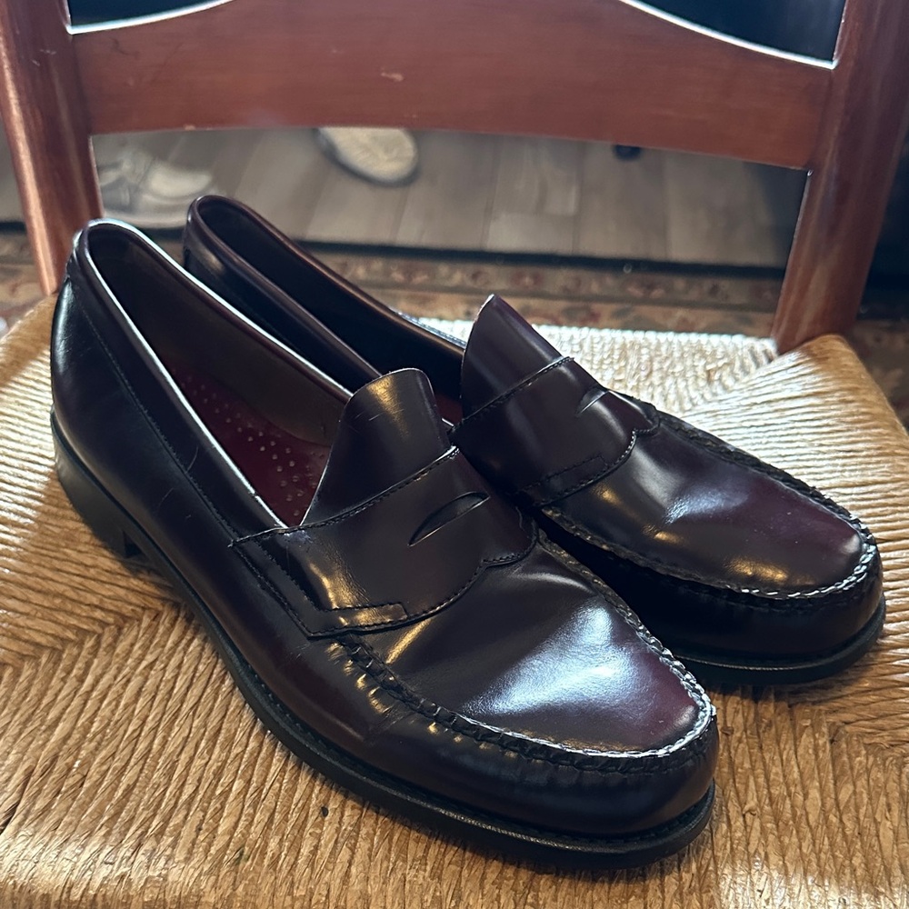 GH Bass weejuns Men's Classic Leather Loafers Burgundy - Picture 5 of 13
